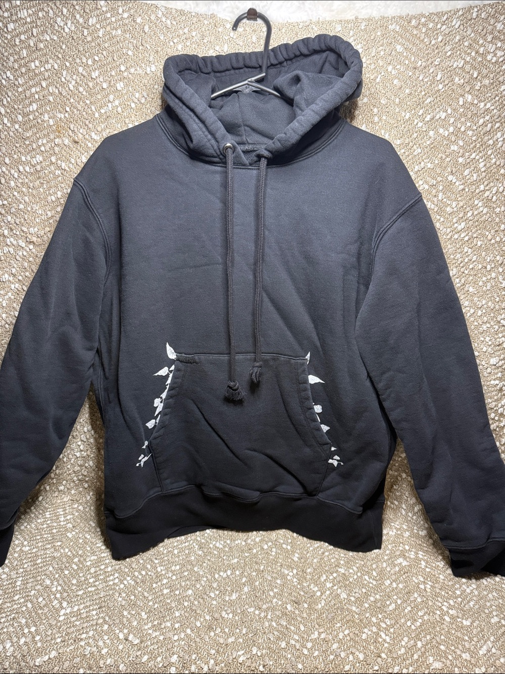 Men's Black Crewneck Hoodie Sweatshirt with Subtle White Accent